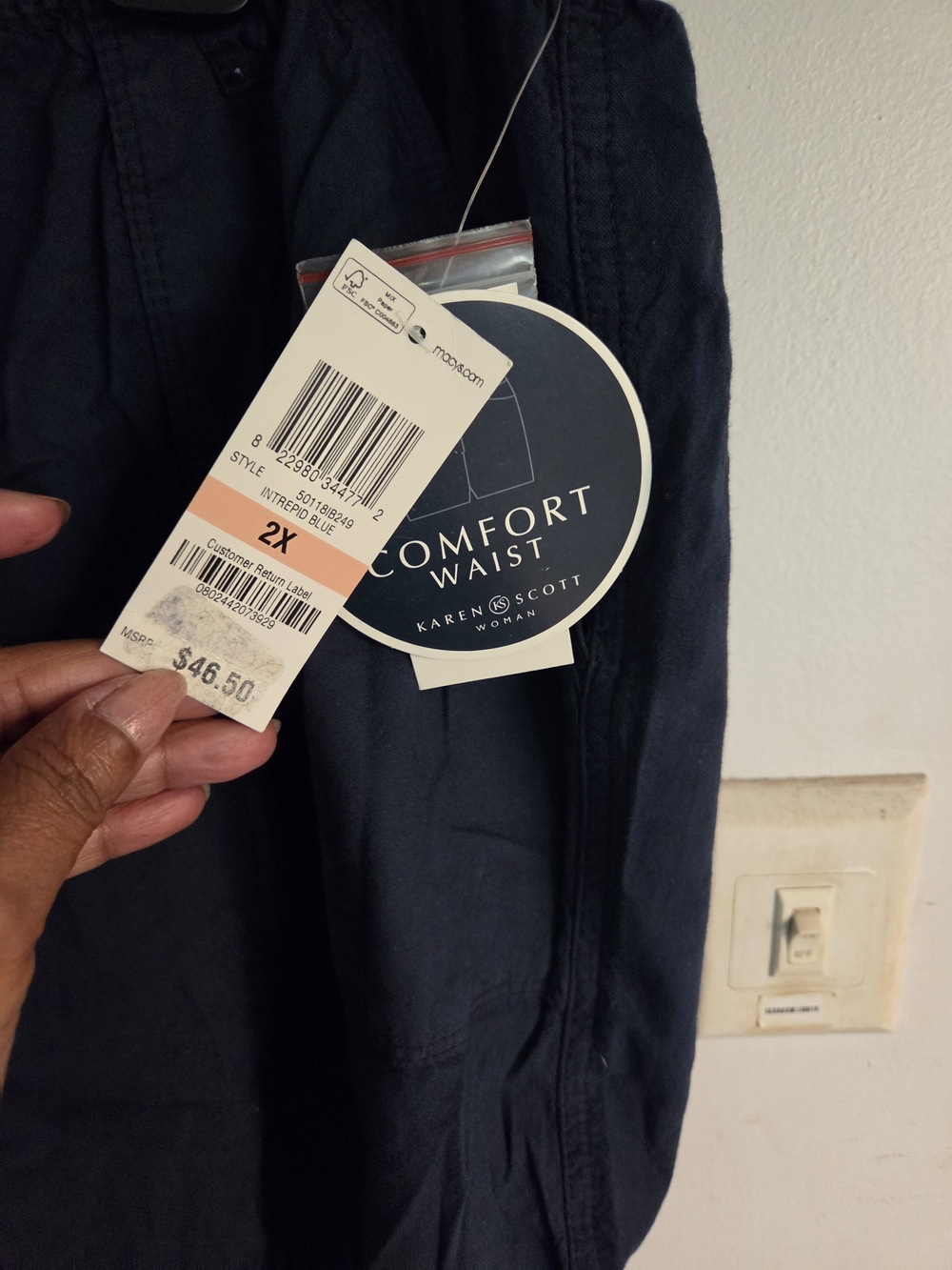 Karen Scott Navy Drawstring Capris with Pockets - Picture 4 of 6